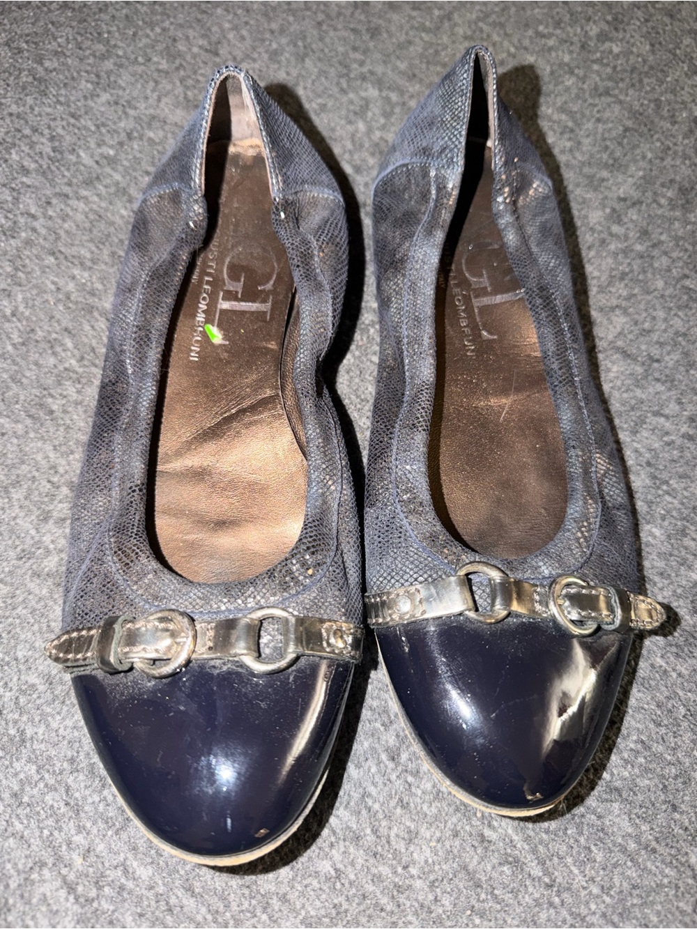 AGL leather ballet flats navy blue made in Italy size 8